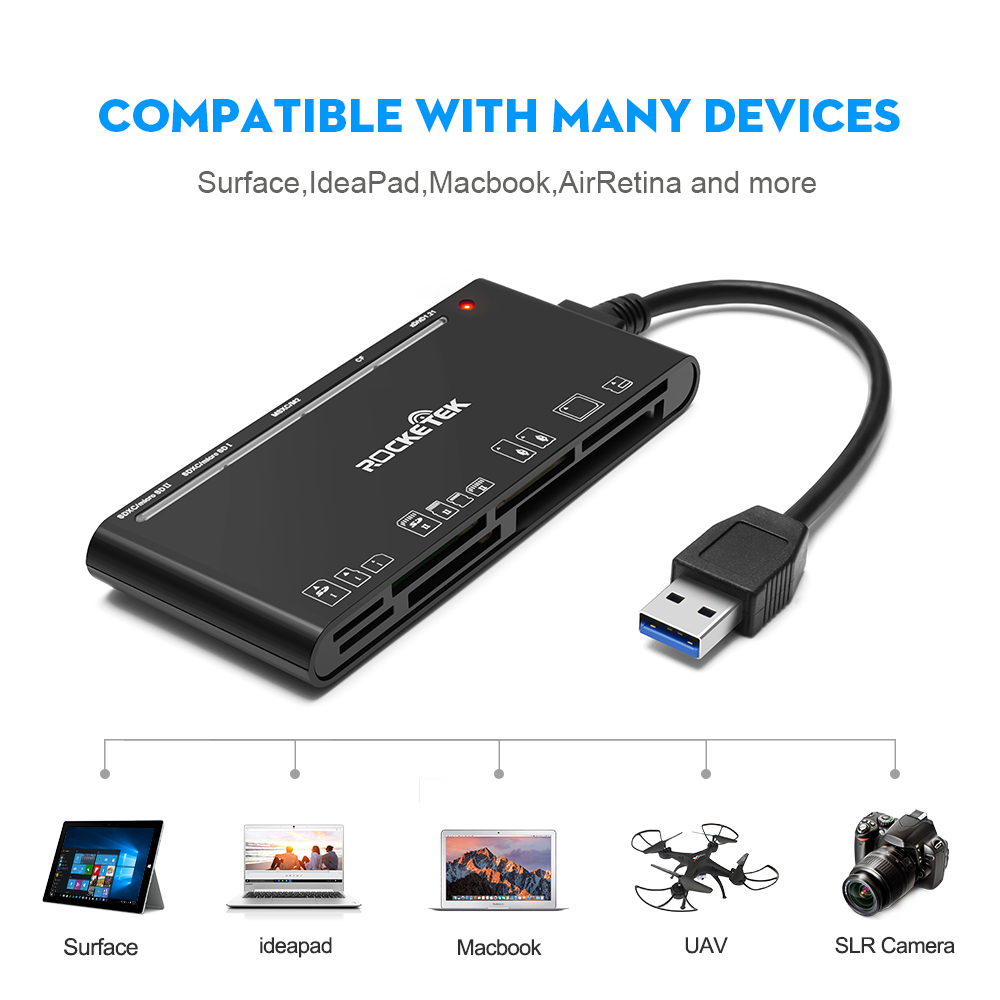 Rocketek Lecteur Carte SD with USB C Adapter Upgraded 7 in 1 Adaptateur  Carte SD 5Gbps Read Write for SD SDXC SDHC CF CFI TF XD Micro SD Micro SDXC  Micro SDHC