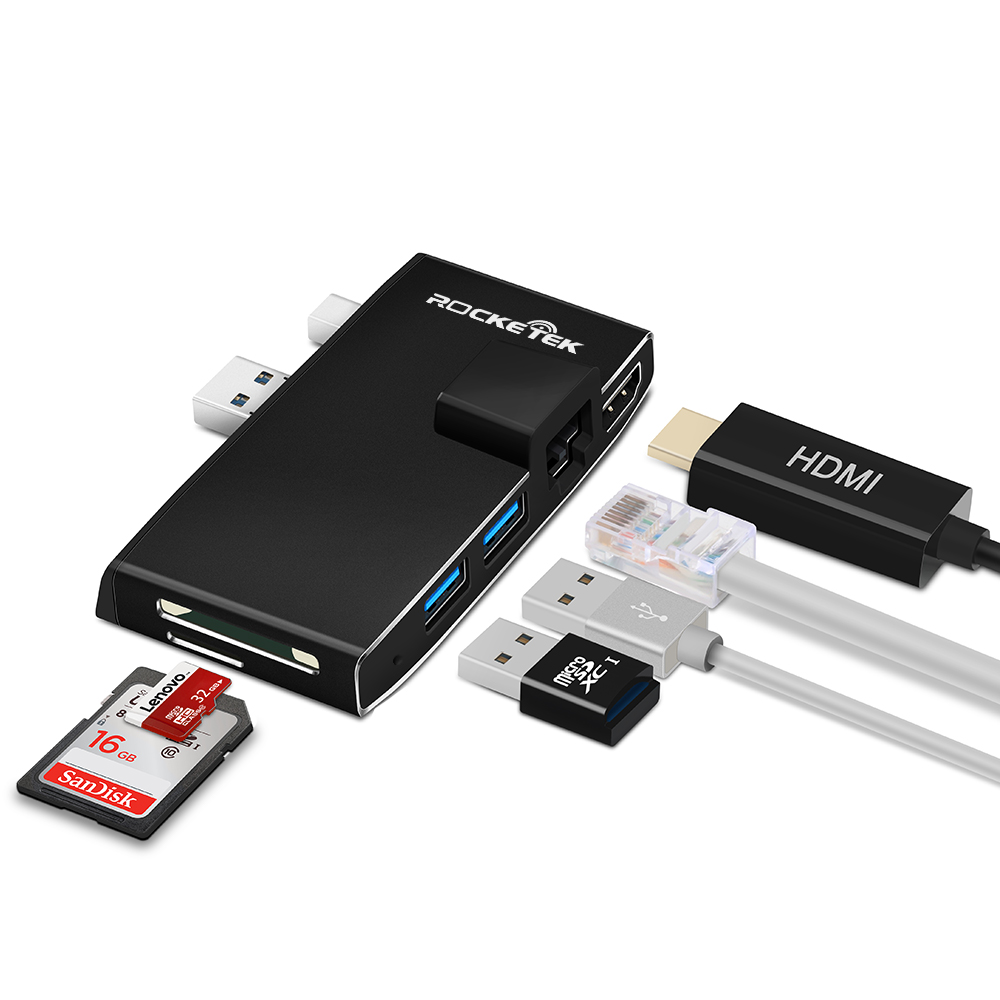 Rocketek Aluminum Hub for Microsoft Surface Pro 5 - rocketeck