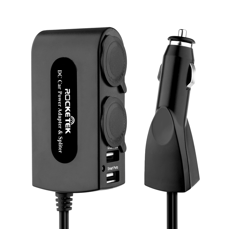 Rocketek 12V 24V 2 USB Ports 2 Sockets Car Charger - rocketeck