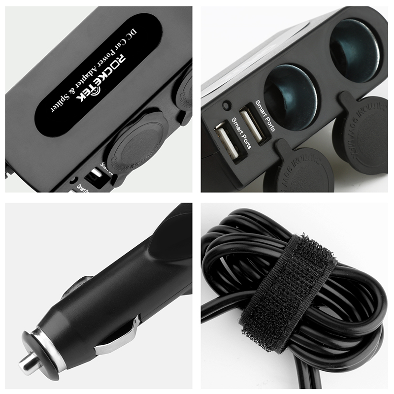 Rocketek 12V 24V 2 USB Ports 2 Sockets Car Charger - rocketeck