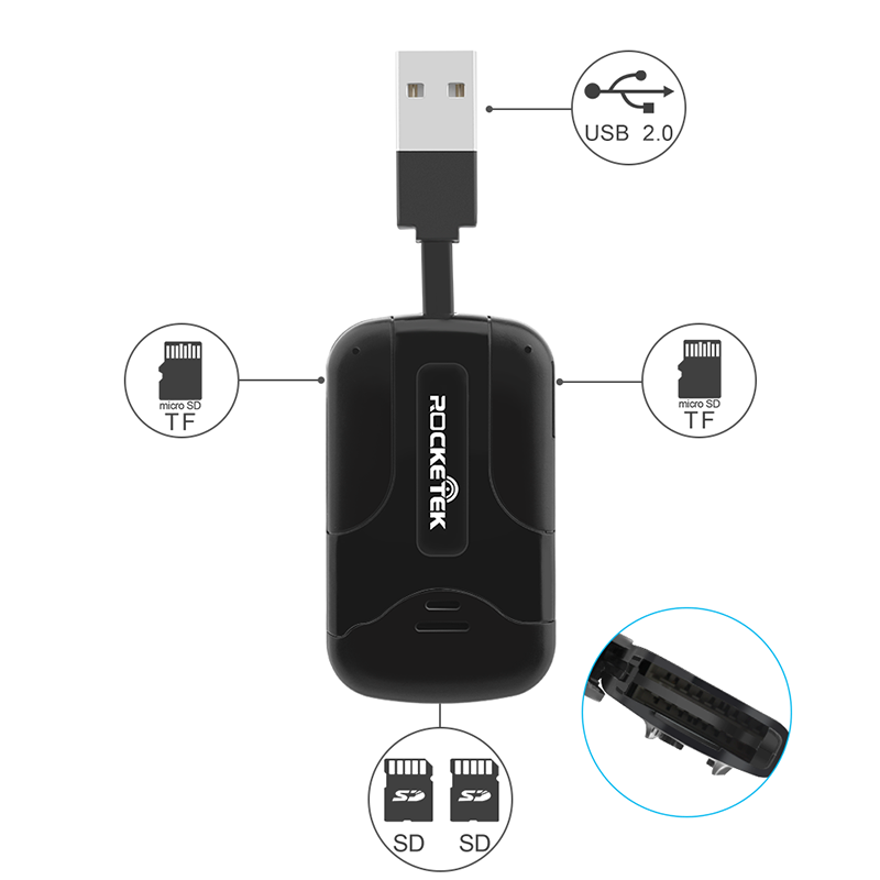 Rocketek USB 2.0 phone camera SD/TF memory card reader - rocketeck