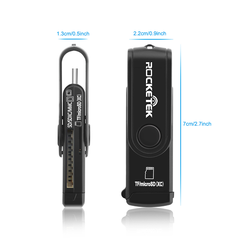Rocketek usb otg phone type-c multi memory card reader - rocketeck