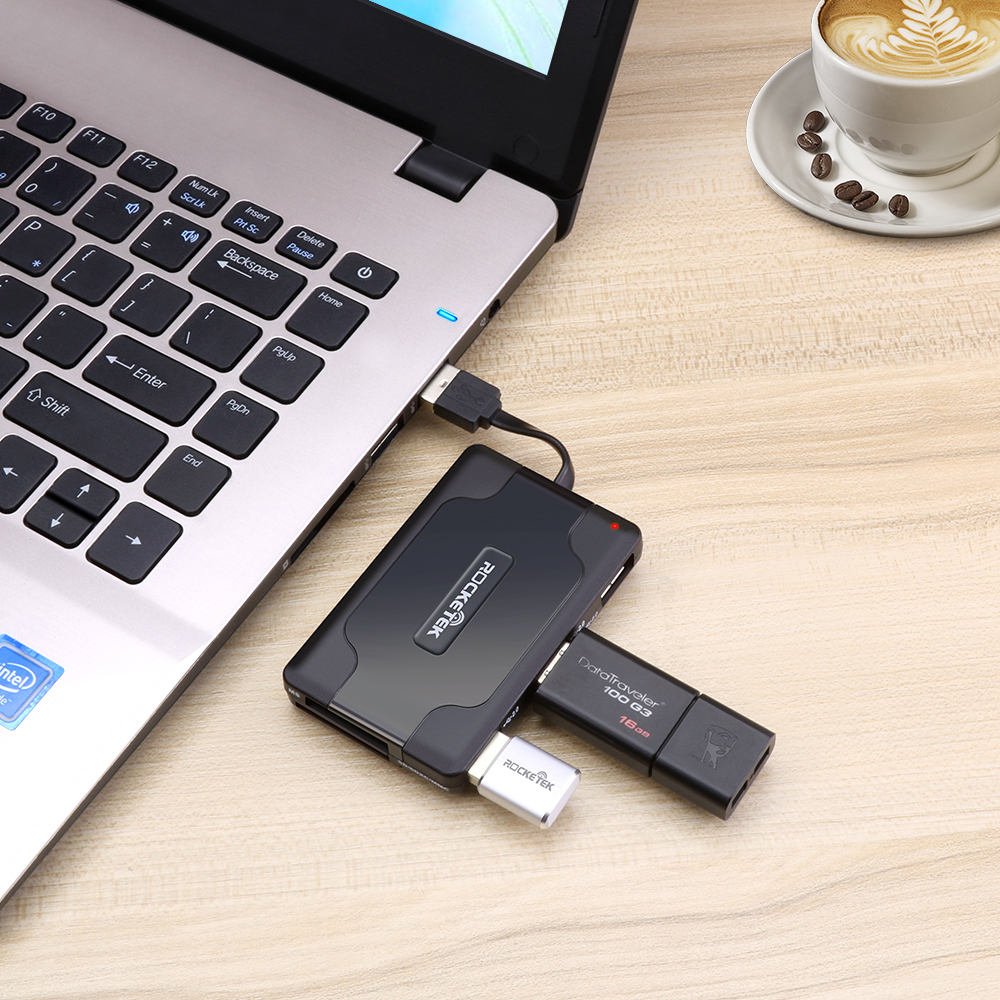 Rocketek USB 2.0 multi Smart Card Reader SD/TF MS M2 - rocketeck