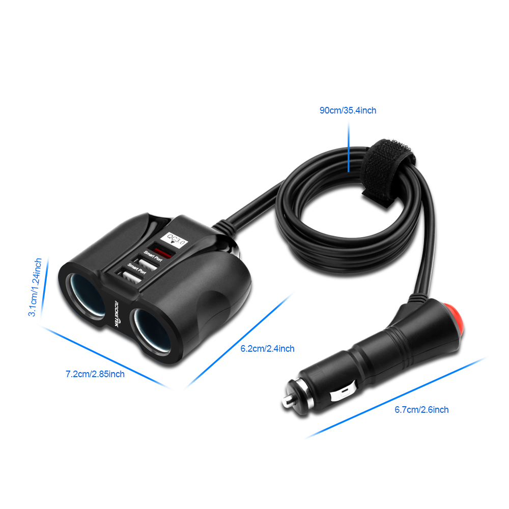 Rocketek QC 3.0 USB Car Charger Cigarette Lighter Adapter - rocketeck