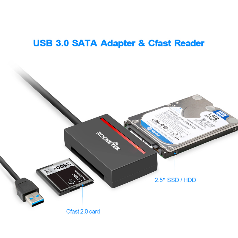 Rocketek CFast 2.0 Card Reader  USB 3.0 to SATA Adapter - rocketeck