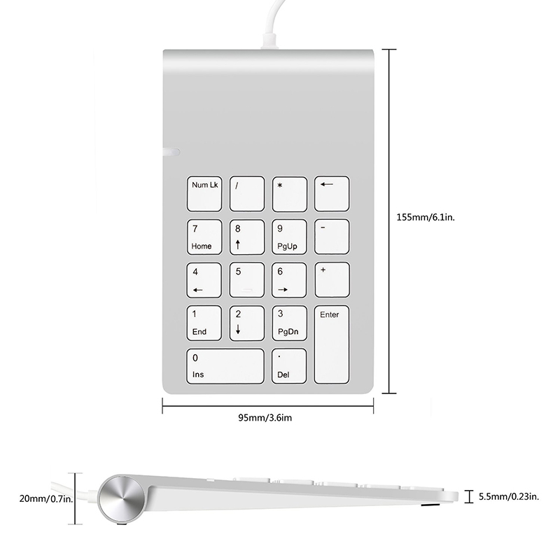 Rocketek USB Aluminum Numeric Keypad with hub 3-port - rocketeck
